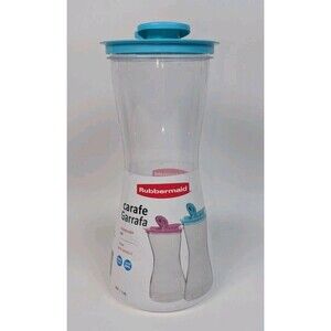 Rubbermaid 2 Qt Clear Plastic Carafe Pitcher Blue Flip Top Lid BPA Free NEW
